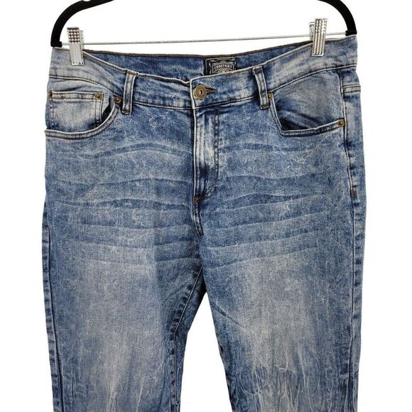 Company 81 Mens Jeans Skinny Bleach Acid Streaked Light Wash Blue 34 x 32 - Picture 10 of 14